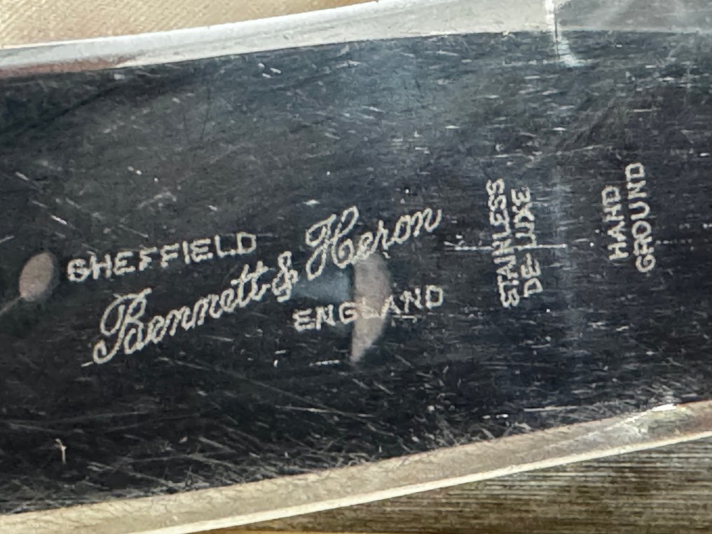 Antique English Carving Set – Natural Antler Handles with Silverplated Collars – A Relic of - Set tacâmuri (3) - Placat cu argint, Natural Antler #2.1