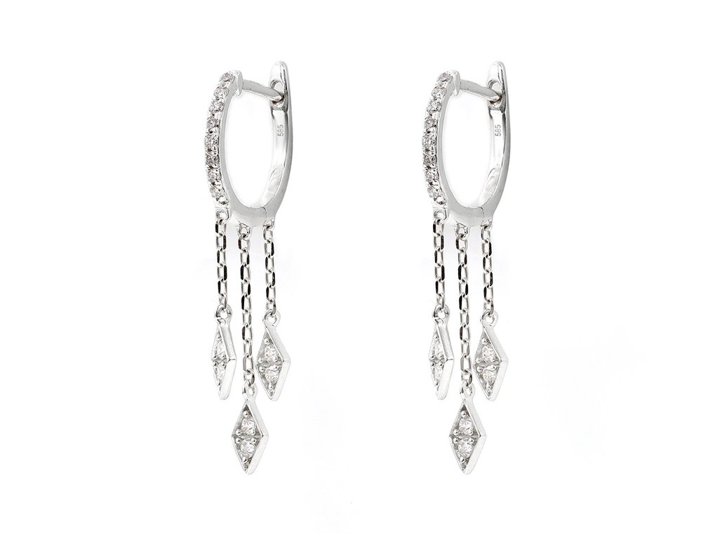 Σκουλαρίκια - 14 καράτια Λευκός χρυσός - 0.32ct. tw. Διαμάντι (Φυσικό) #1.0