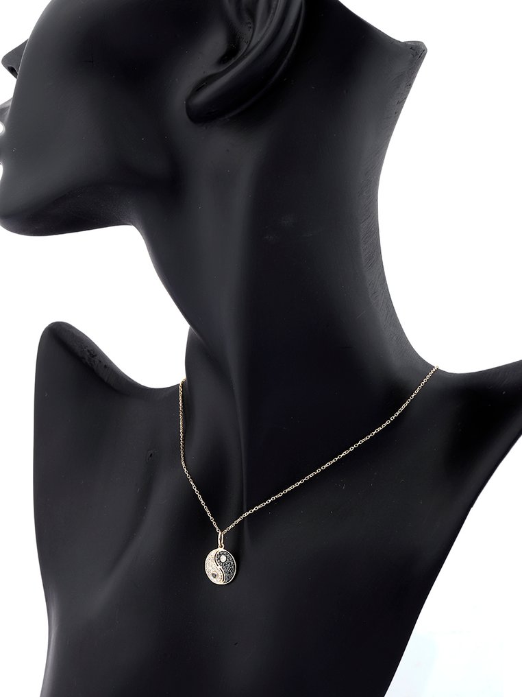 Κολιέ με μενταγιόν - 14 καράτια Κίτρινο χρυσό -  0.30ct. tw. Διαμάντι (Φυσικό)  #1.0