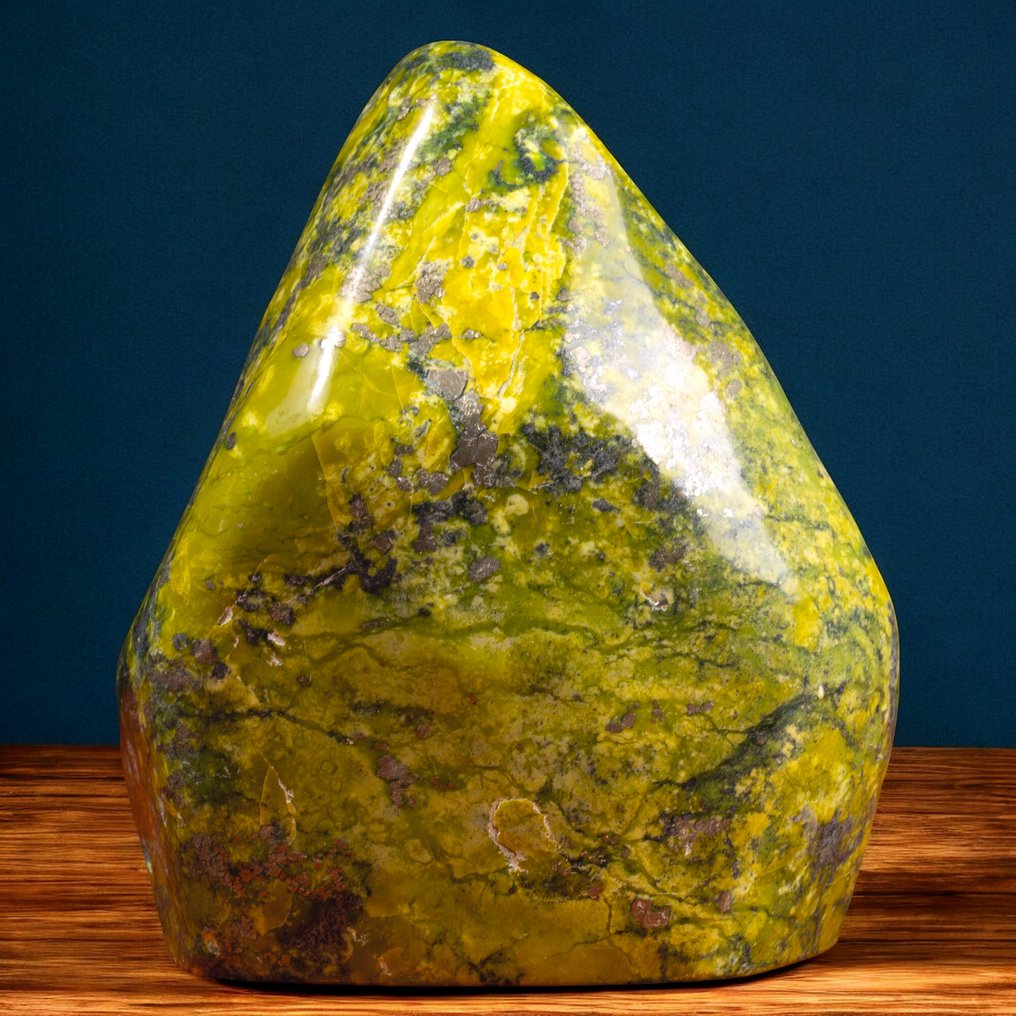 Σερπετίνιο του Περού με Πυρίτη – Λεπτό φυσικό πέτρωμα λαμπερό. - Ύψος: 177 mm - Πλάτος: 140 mm- 3183 g #1.0