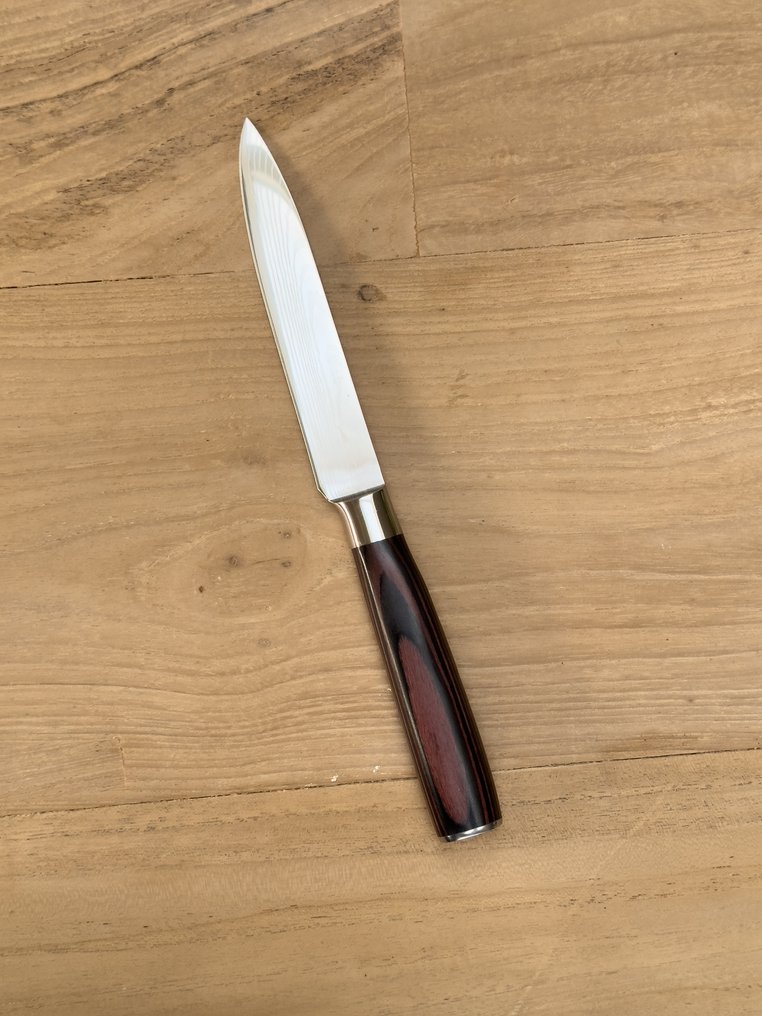 Japan - 厨刀 - 一件 Santoku knife - 碳钢 - 木材 - 日本 - 1件专业刀具 #1.0
