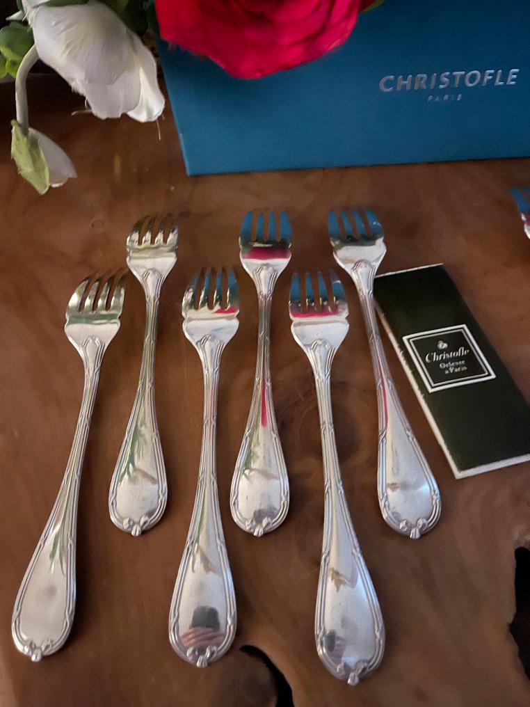 Christofle - 叉 (12) - 缎带 - 银色 - Fourchettes à poisson #4.3