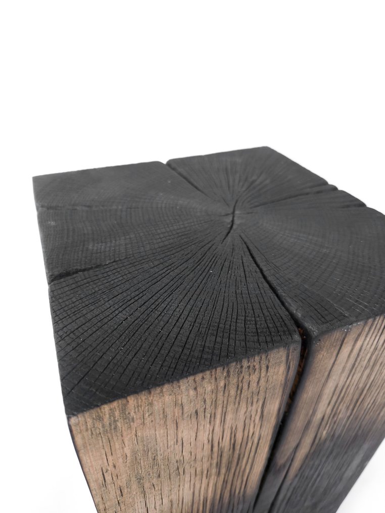 THE FOREST - Art & Woodworking Studio - Side table - Shou Sugi Ban - Oak - A piece crafted from reclaimed oak beams #4.3