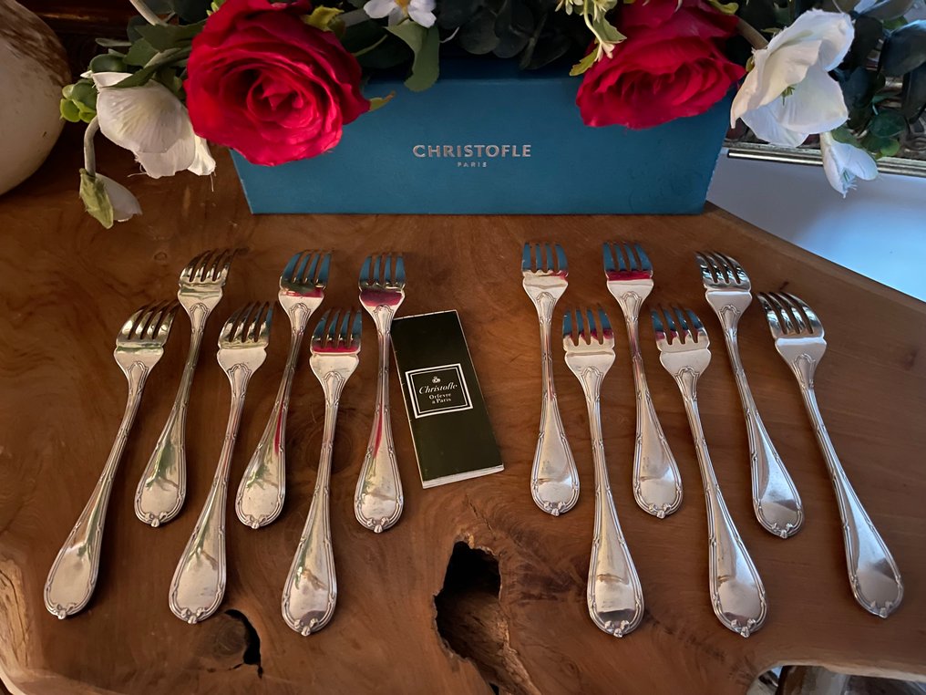 Christofle - 叉 (12) - 缎带 - 银色 - Fourchettes à poisson #3.2