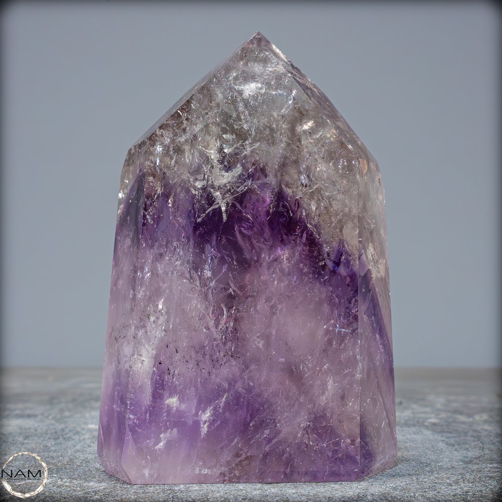 天然一流品质紫色幽灵紫水晶 方尖碑- 659.11 g #1.0