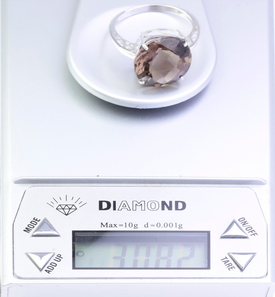 Ingen mindstepris - Ring - 14 karat Hvidguld Topas #1.0