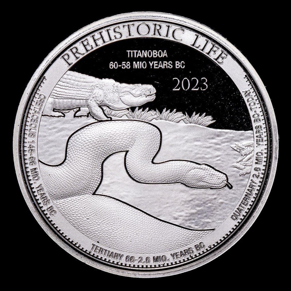 Kongó. 20 Francs 2023 Prehistoric Life - Titanoboa, 1 Oz (.999) (Nincs minimálár) #1.0