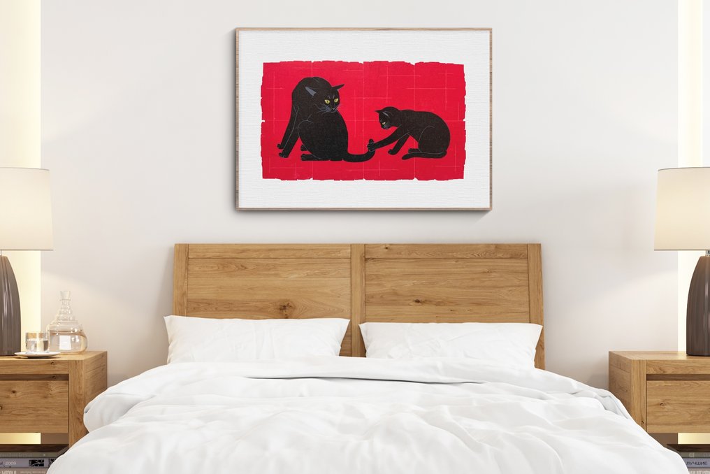 "Neko shiriizu 207 - SOLD OUT BY ARTIST ! - XL Size - Nishida Tadashige 西田忠重 (b 1942) - Japão #2.1