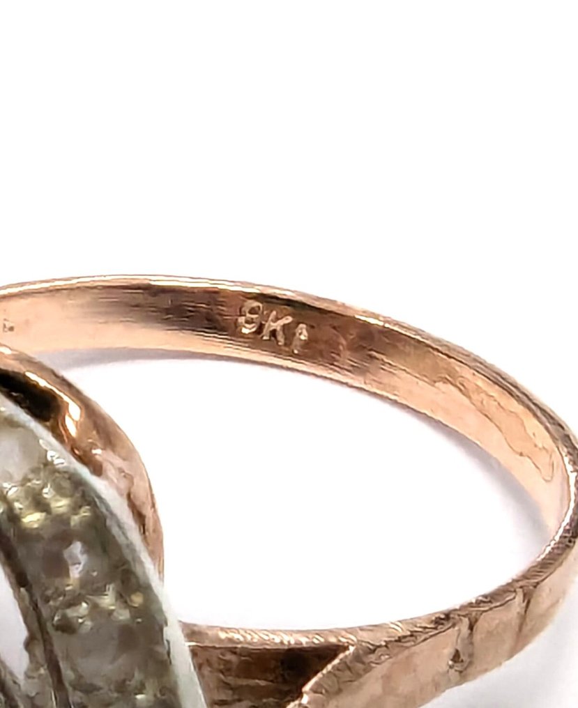 Fără preț de rezervă - Inel - 9 kt. Aur roz, Argint Smarald - Diamant #4.3