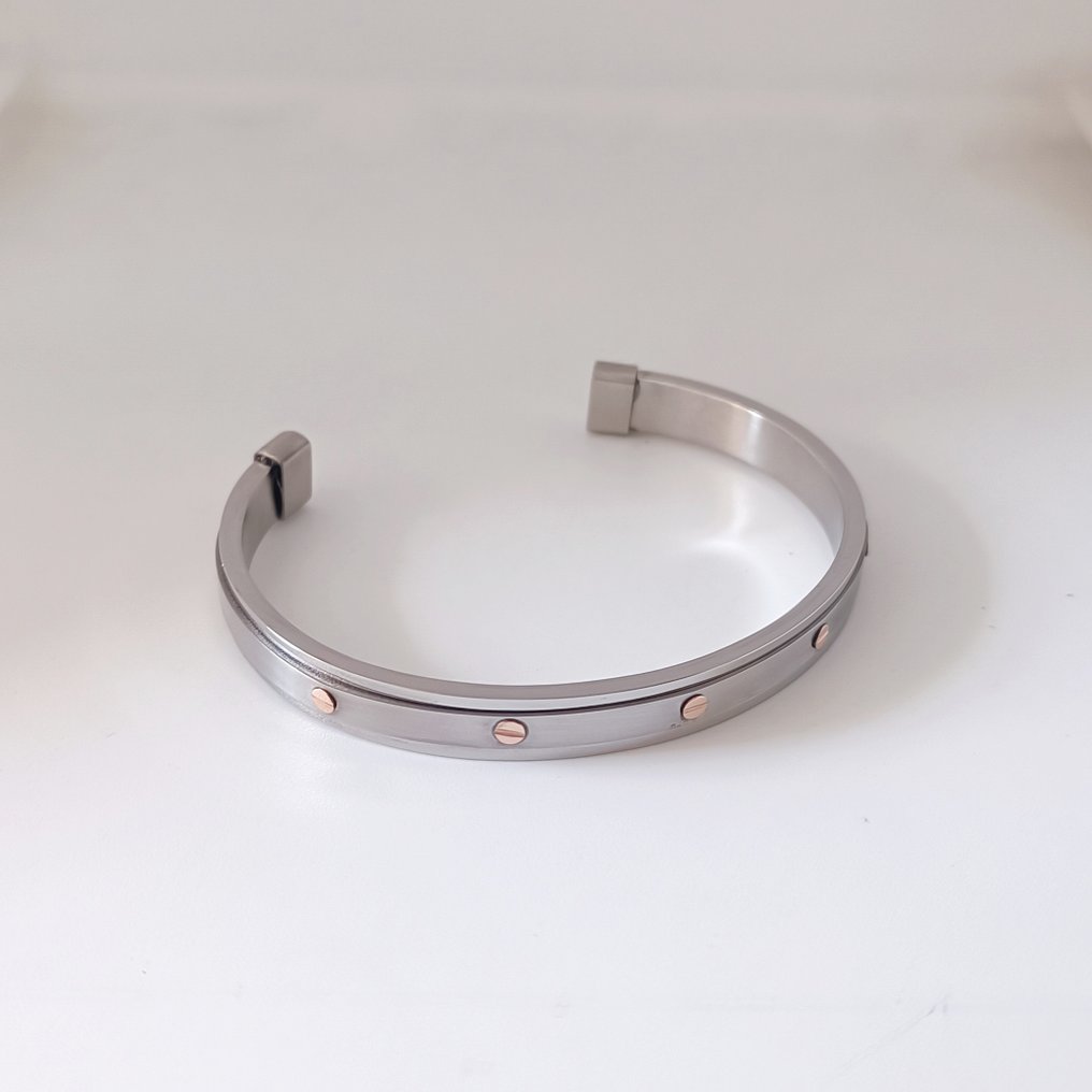 18 克拉 - 鋼, 玫瑰金 - 手鈪 - 工艺的 #1.0