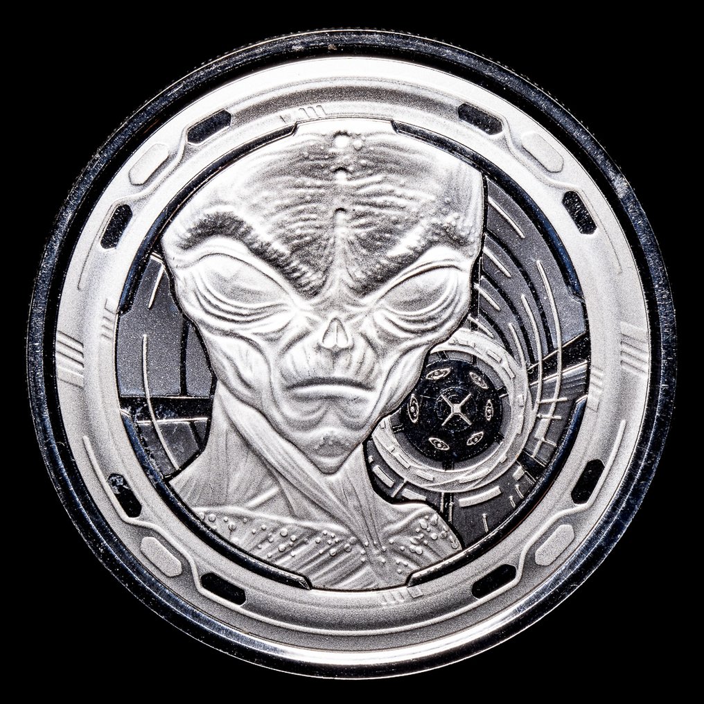Gana. 5 Cedis 2022 Serie Aliens 1 Troy Ounce 1 Oz (.999)  (Sem preço de reserva) #1.0