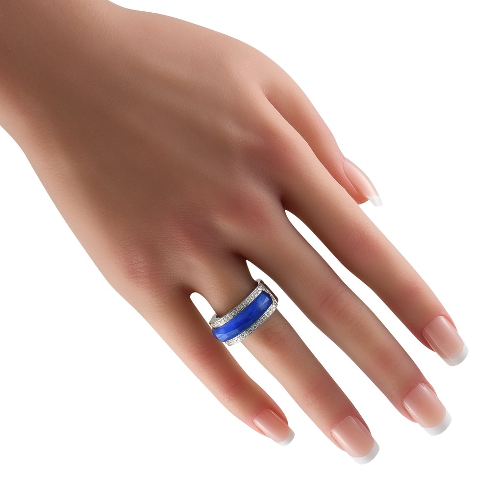 Stephen Webster - Δαχτυλίδι - 18 καράτια Λευκός χρυσός, Όμορφο δαχτυλίδι από λευκόχρυσο 18K, με διαμάντια και κρύσταλλο, και επίστρωση Lapis Lazuli. -  0.30ct. tw. #2.1