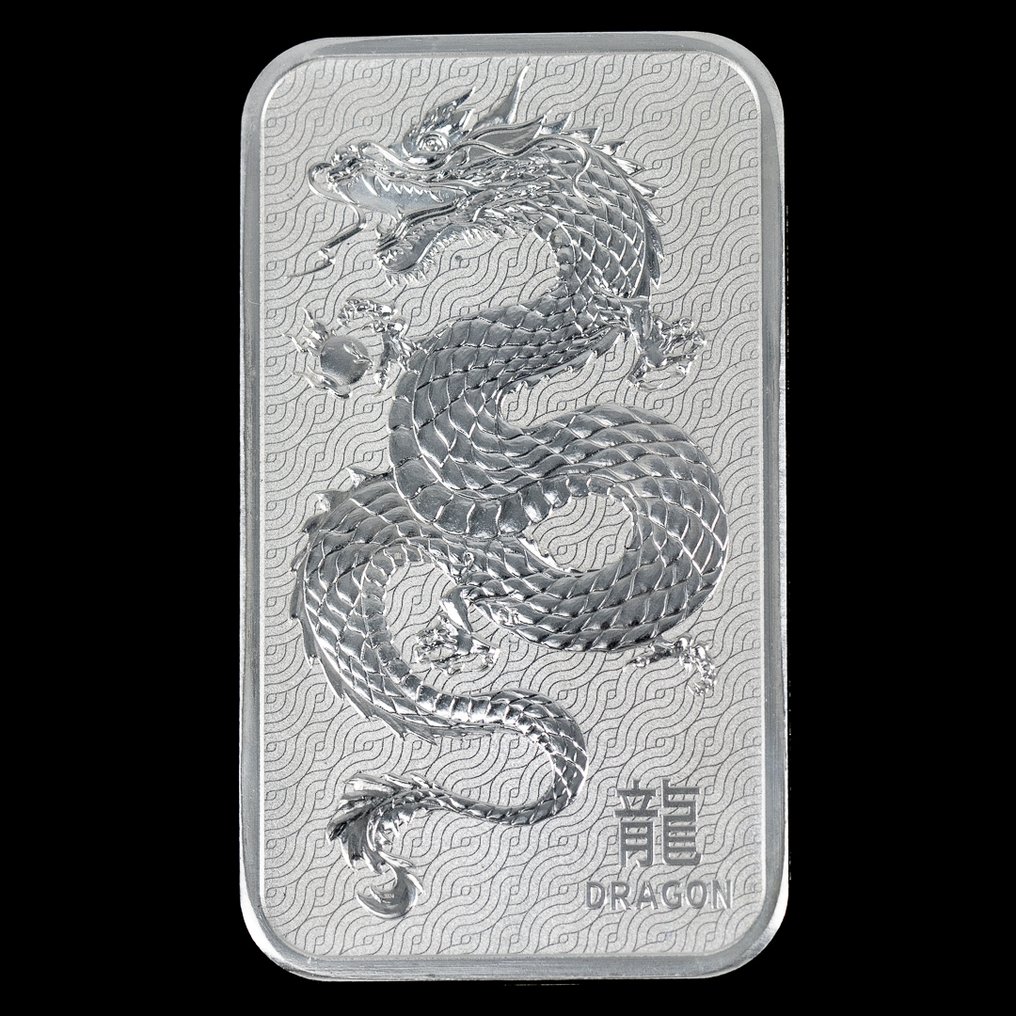 澳大利亚. 1 Dollar Dragon, The Perth Mint 1 Oz de Plata Rectangular (.999) (没有保留价) #1.0