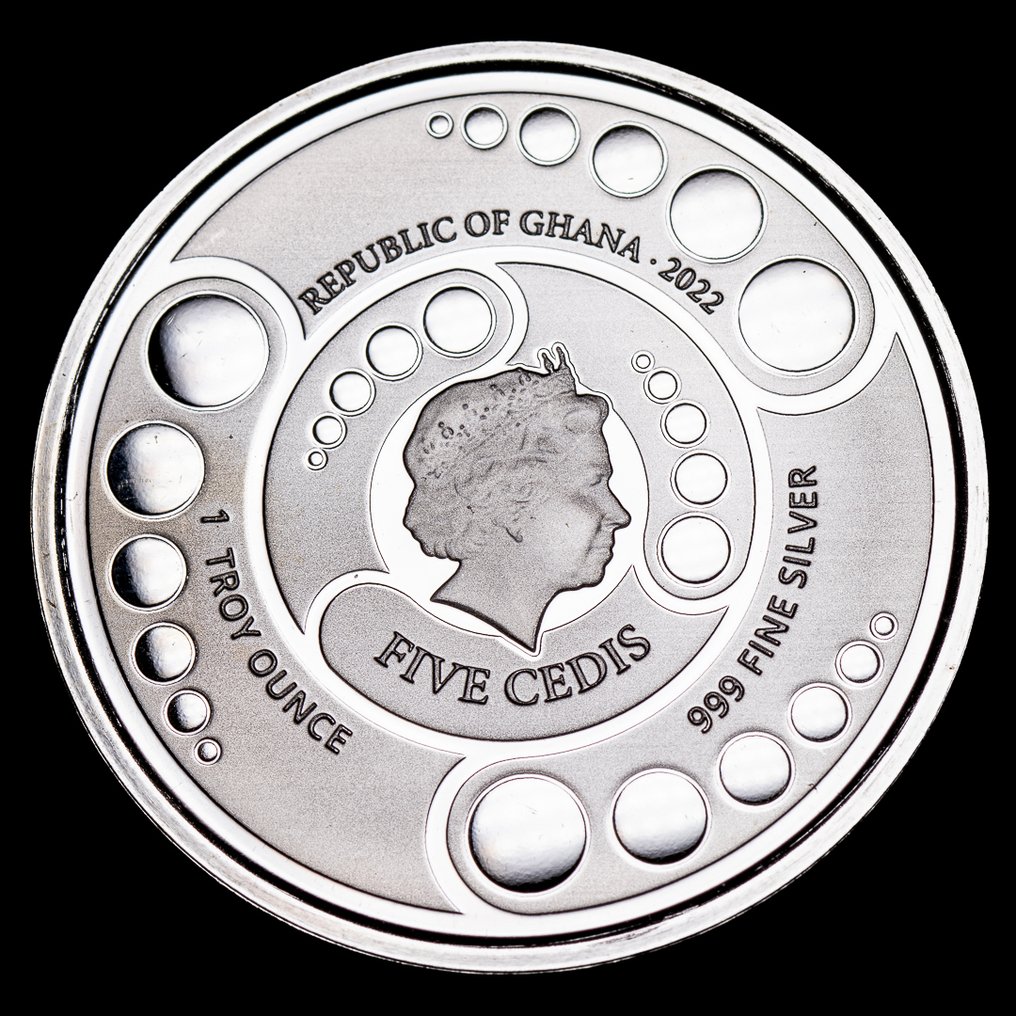 Gana. 5 Cedis 2022 Serie Aliens 1 Troy Ounce 1 Oz (.999)  (Sem preço de reserva) #1.0
