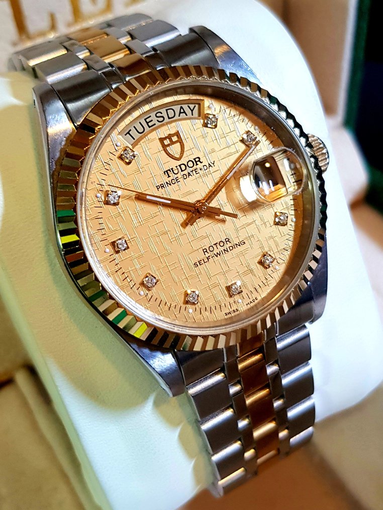 Tudor - Prince Date+Day - "Gold Diamond Linen Dial" - No reserve price - Ref. 76213 - Men - 2010-2020  #4.3
