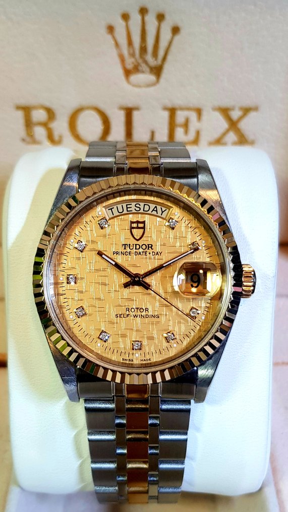 Tudor - Prince Date+Day - "Gold Diamond Linen Dial" - No reserve price - Ref. 76213 - Men - 2010-2020  #2.1