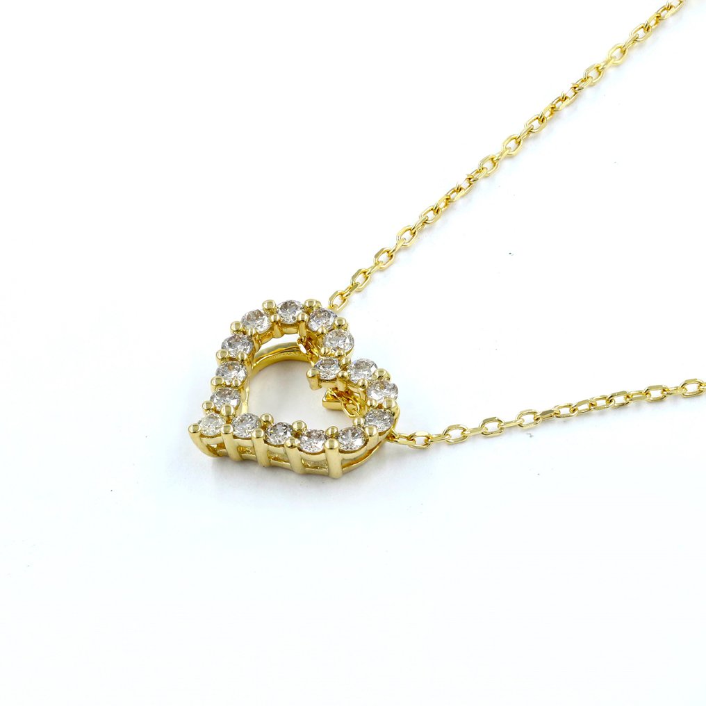 Κολιέ με μενταγιόν - 14 καράτια Κίτρινο χρυσό -  0.26ct. tw. Διαμάντι (Φυσικό)  #2.1