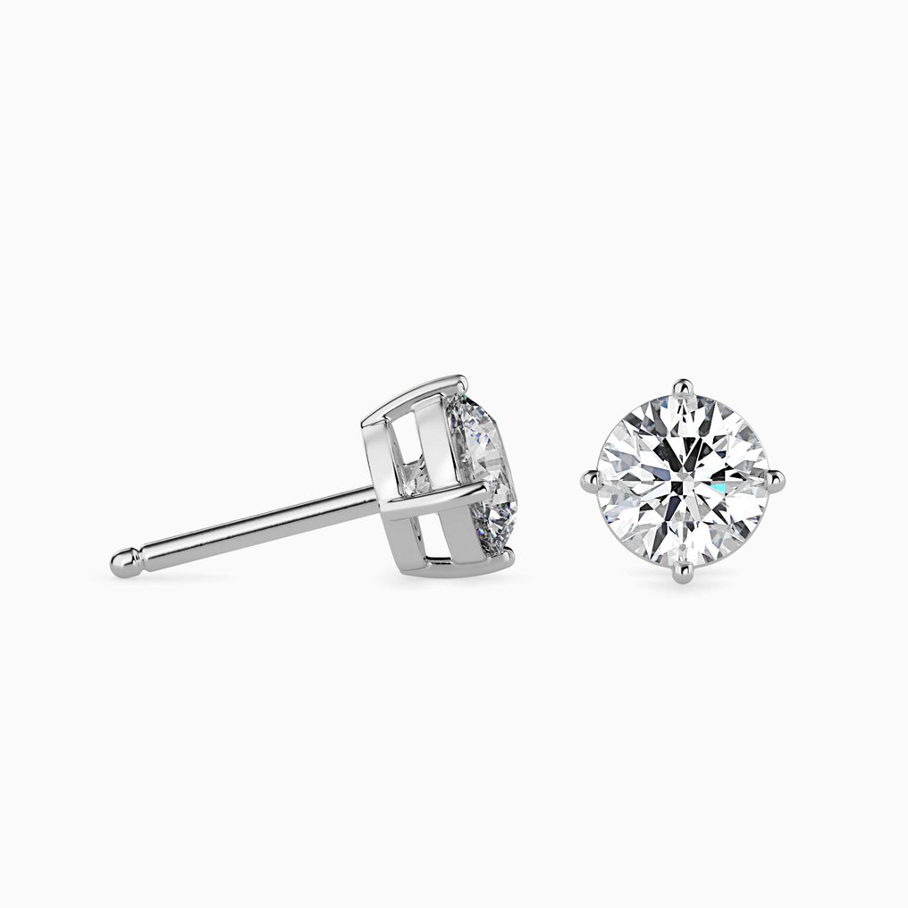 Orecchini a lobo - 18 carati Oro bianco -  1.00ct. tw. Diamante (Naturale) - Solitaire Diamond Studs #1.0