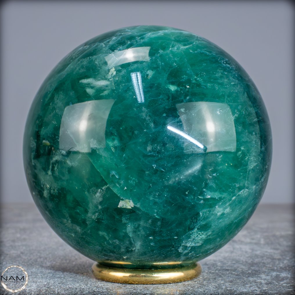 Natural top quality green fluorite Sphere- 1217.27 g #1.0