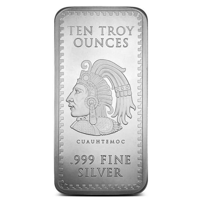 10 once troy - Argento .999 - 10 oz Aztec Calendar 999 Fine Silver Bar #1.0