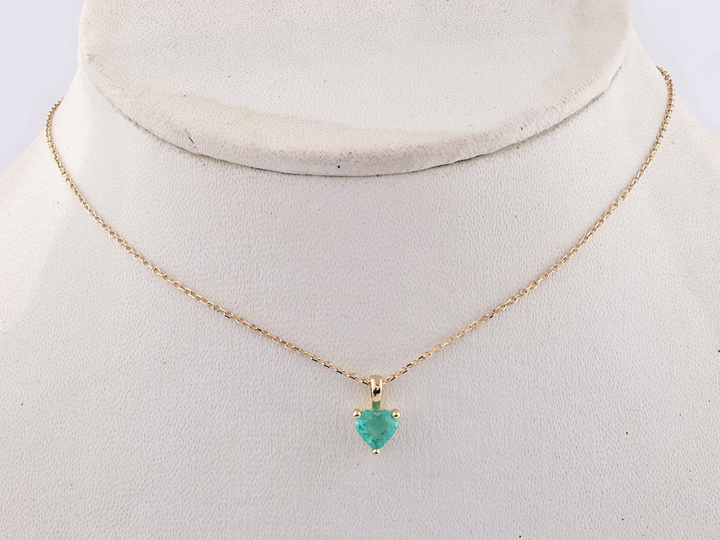 Κολιέ με μενταγιόν - 14 καράτια Κίτρινο χρυσό -  0.55ct. tw. Σμαράγδι #4.3