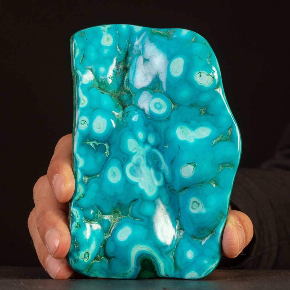 Δείγματα μαλαχίτη και χρυσόκολλας Εντυπωσιακή συμπαγής διαμόρφωση χαλκηδόνιου. - Ύψος: 140 mm - Πλάτος: 90 mm- 344 g #1.0