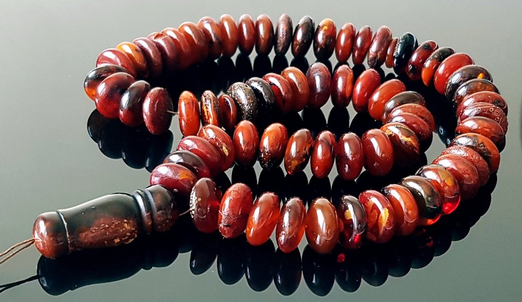 琥珀 非常罕见的复古巨型琥珀祈祷珠念珠 Tesbih Misbaha- 89 g #4.3