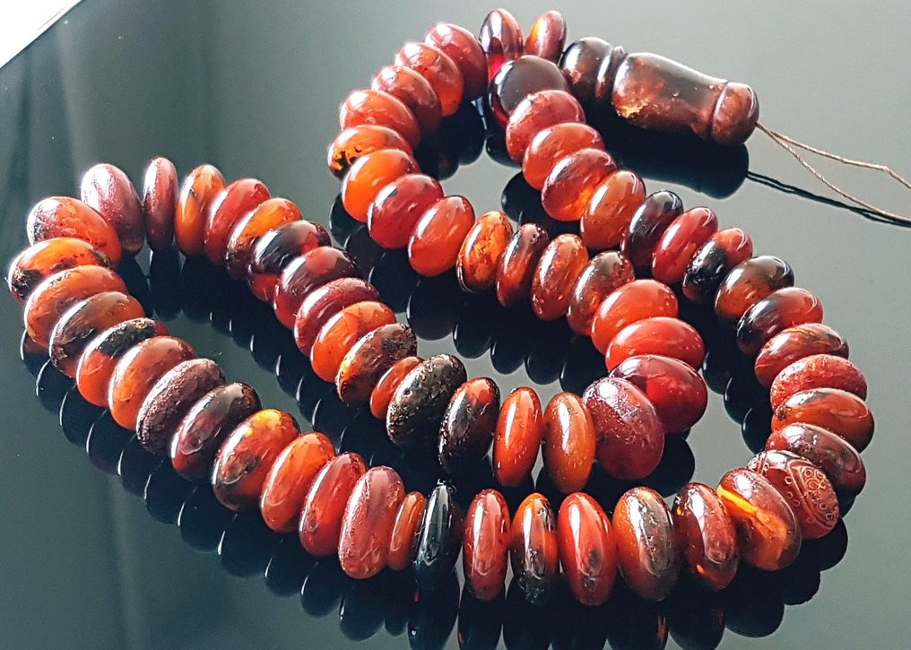 琥珀 非常罕见的复古巨型琥珀祈祷珠念珠 Tesbih Misbaha- 89 g #1.0