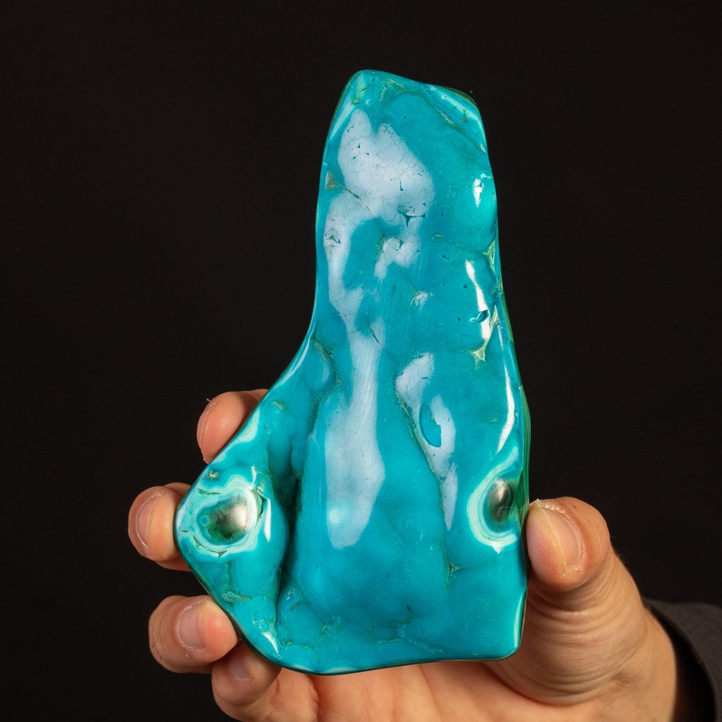 Δείγματα μαλαχίτη και χρυσόκολλας Εντυπωσιακή συμπαγής διαμόρφωση χαλκηδόνιου. - Ύψος: 150 mm - Πλάτος: 85 mm- 320 g #1.0