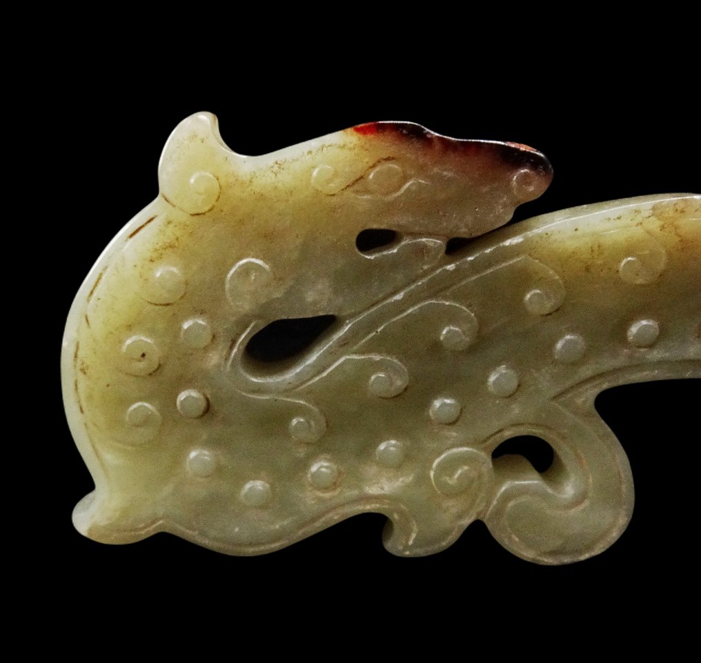 中国古代 青瓷玉龙形轮廓吊坠 - 清朝(1644-1911) #4.3