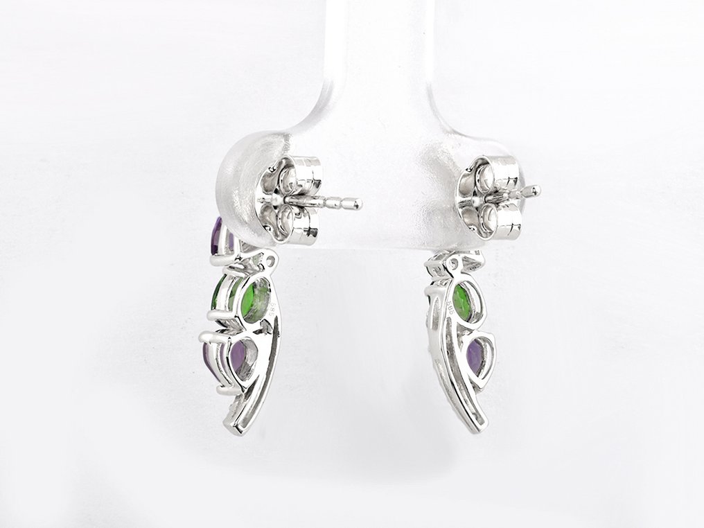 耳环 - 14K包金 白金 -  1.15ct. tw. 钻石 (天然)  #4.3