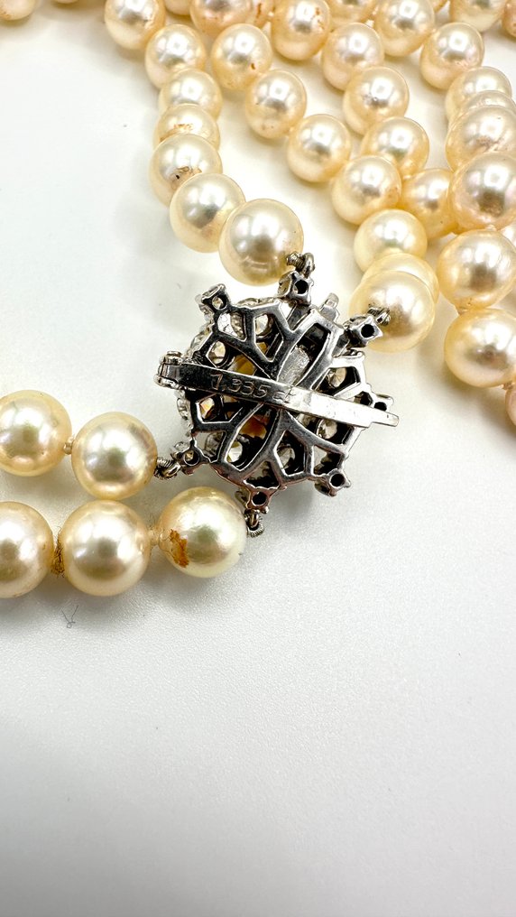 Κολιέ - 14 καράτια Λευκός χρυσός Διαμάντι (Φυσικό) - Αλυσίδα από μαργαριτάρια Akoya #2.1