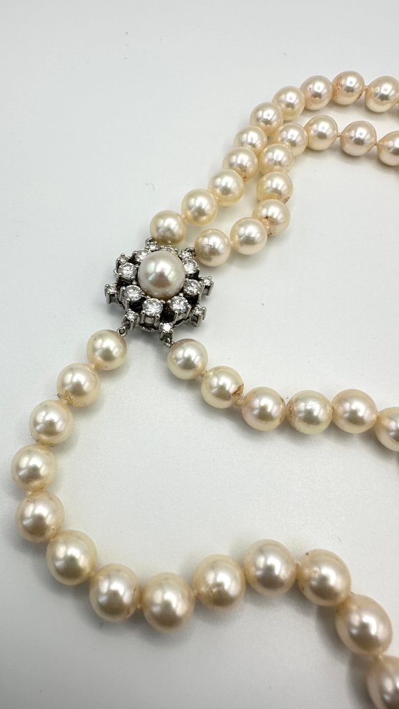 Κολιέ - 14 καράτια Λευκός χρυσός Διαμάντι (Φυσικό) - Αλυσίδα από μαργαριτάρια Akoya #4.3