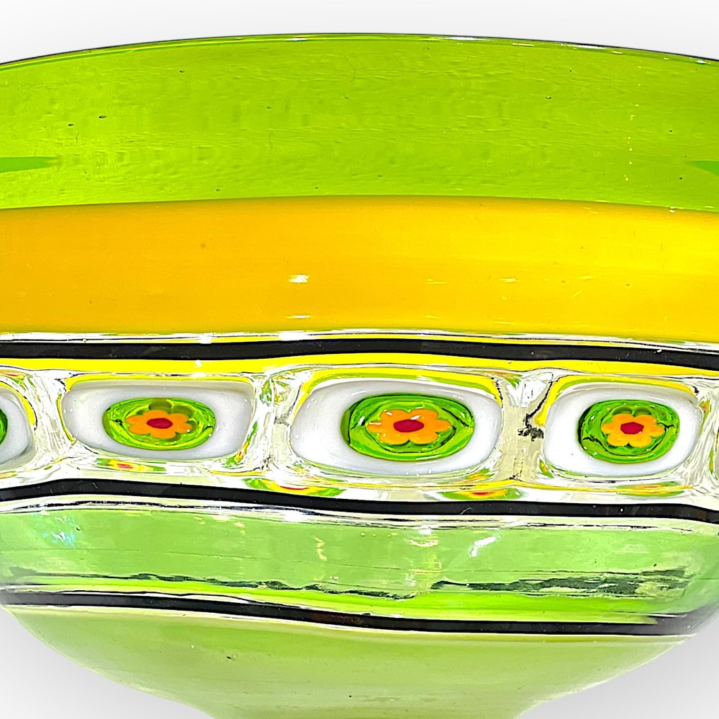 Filippo Maso - 餐桌中央装饰 - 绿色杯子,配有管子、马赛克和冒险石 - 穆拉诺玻璃 #3.2