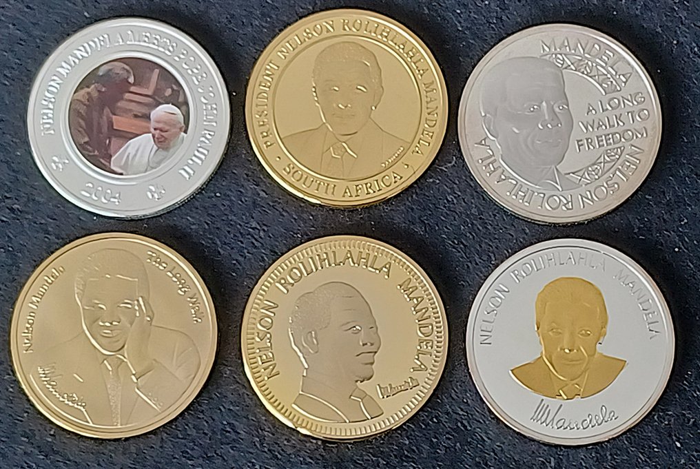 Etelä-Afrikka. 1993 Lot of 6 South Africa President Nelson Mandela Medals  (Ei pohjahintaa) #1.0