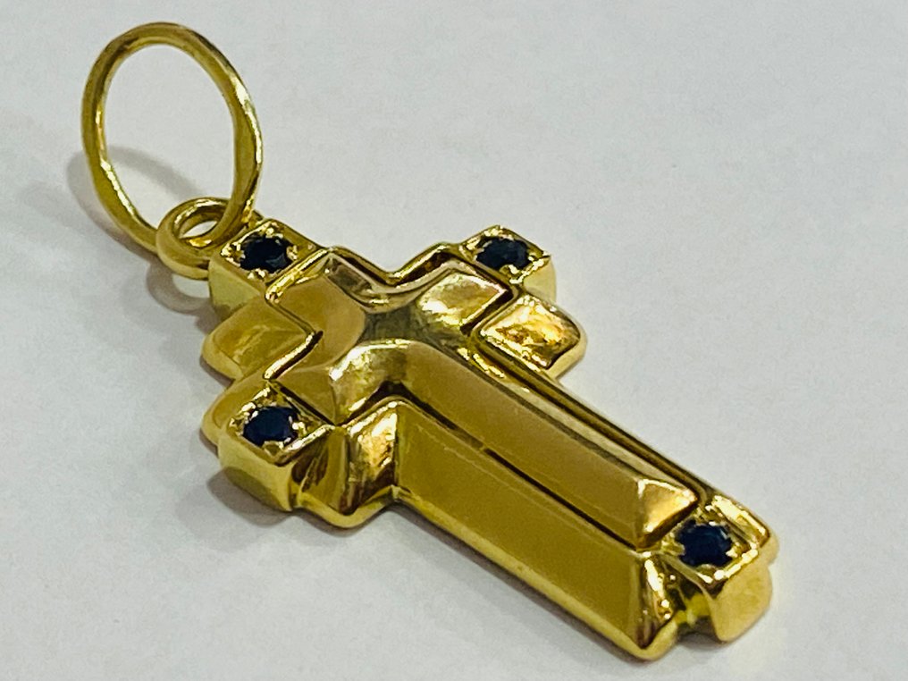 Κρεμαστό κόσμημα - 18 καράτια Κίτρινο χρυσό Ζαφείρι #1.0