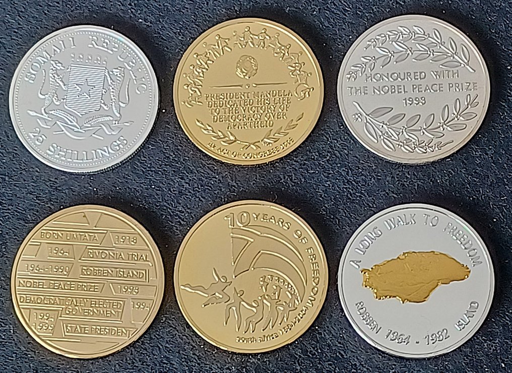 Etelä-Afrikka. 1993 Lot of 6 South Africa President Nelson Mandela Medals  (Ei pohjahintaa) #1.0