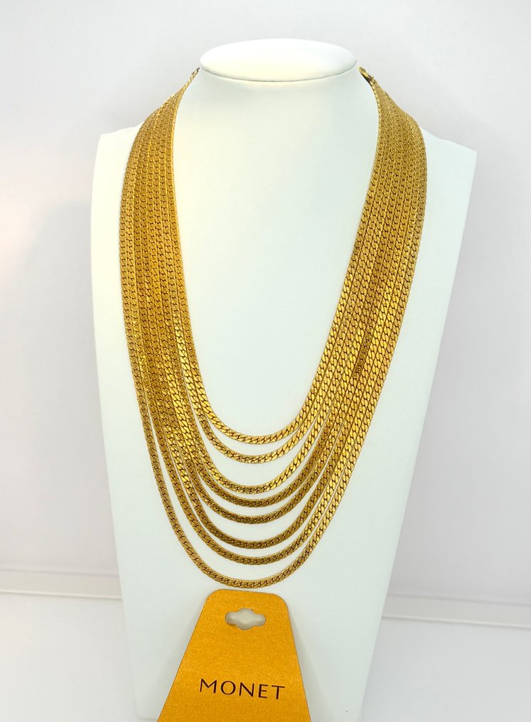 Monet - Βιντεζ Φαμπουλας Άπειρο Χρυσό Καταρράκτη Οκτώ Στρώματα - Σαν καινούργιο! Τριπλή Επιχρύσωση 22k - Κολιέ #4.3