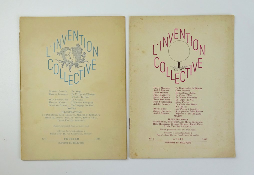Magritte / Breton / Marïen / Ubac, e.a. - L'Invention collective [revue surréaliste 2 volumes] - 1940 #1.0