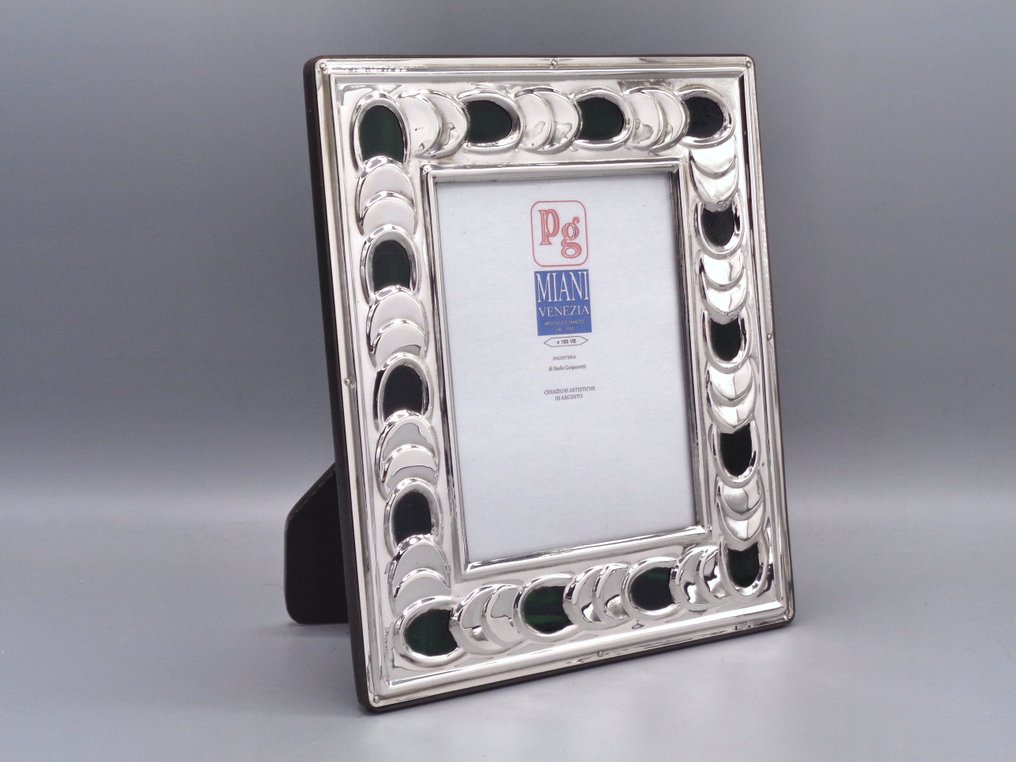 PG-Miani Argenteria - 相框 - .925 銀, 穆拉诺艺术玻璃大教堂孔雀石 - 9x13 #1.0