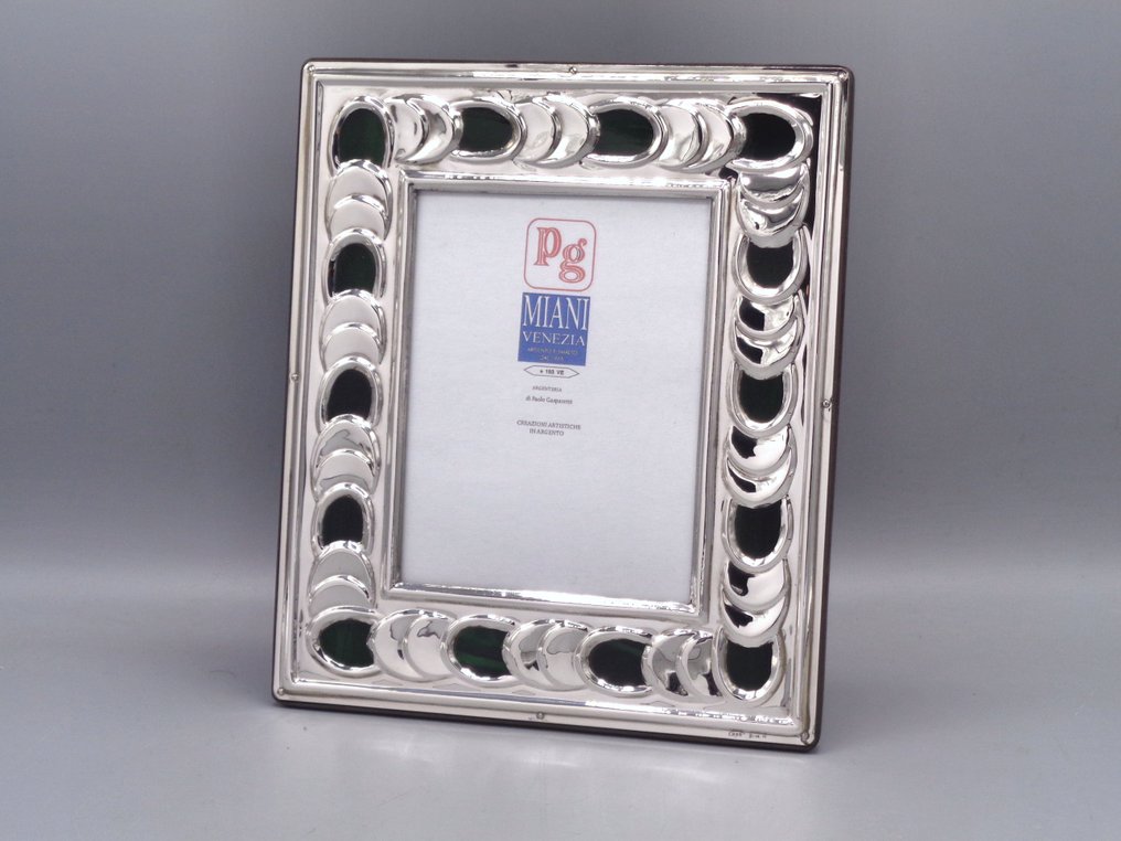 PG-Miani Argenteria - 相框 - .925 銀, 穆拉诺艺术玻璃大教堂孔雀石 - 9x13 #2.1
