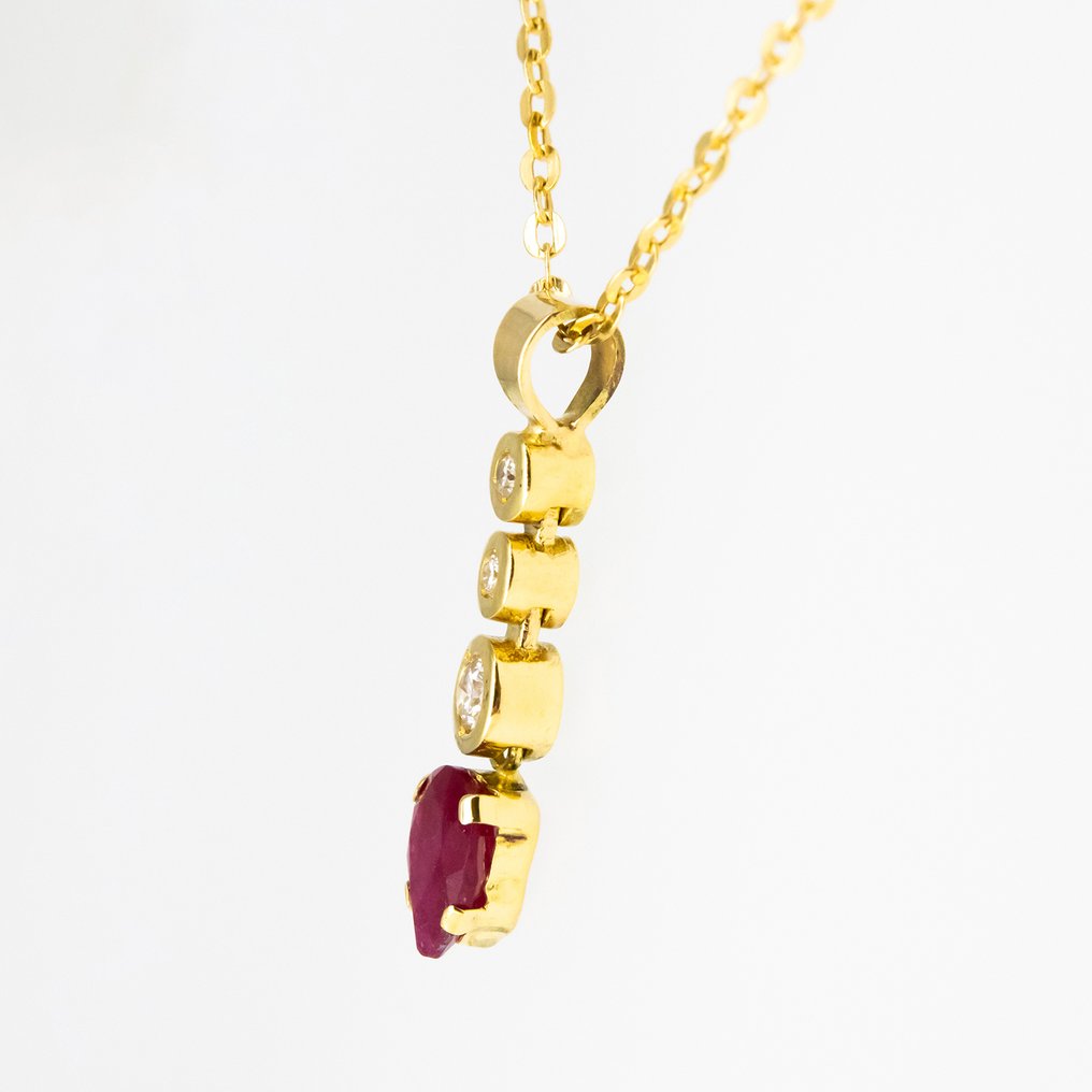 Függő - 18 kt. Sárga arany -  0.55ct. tw. Rubin - Gyémánt #3.2