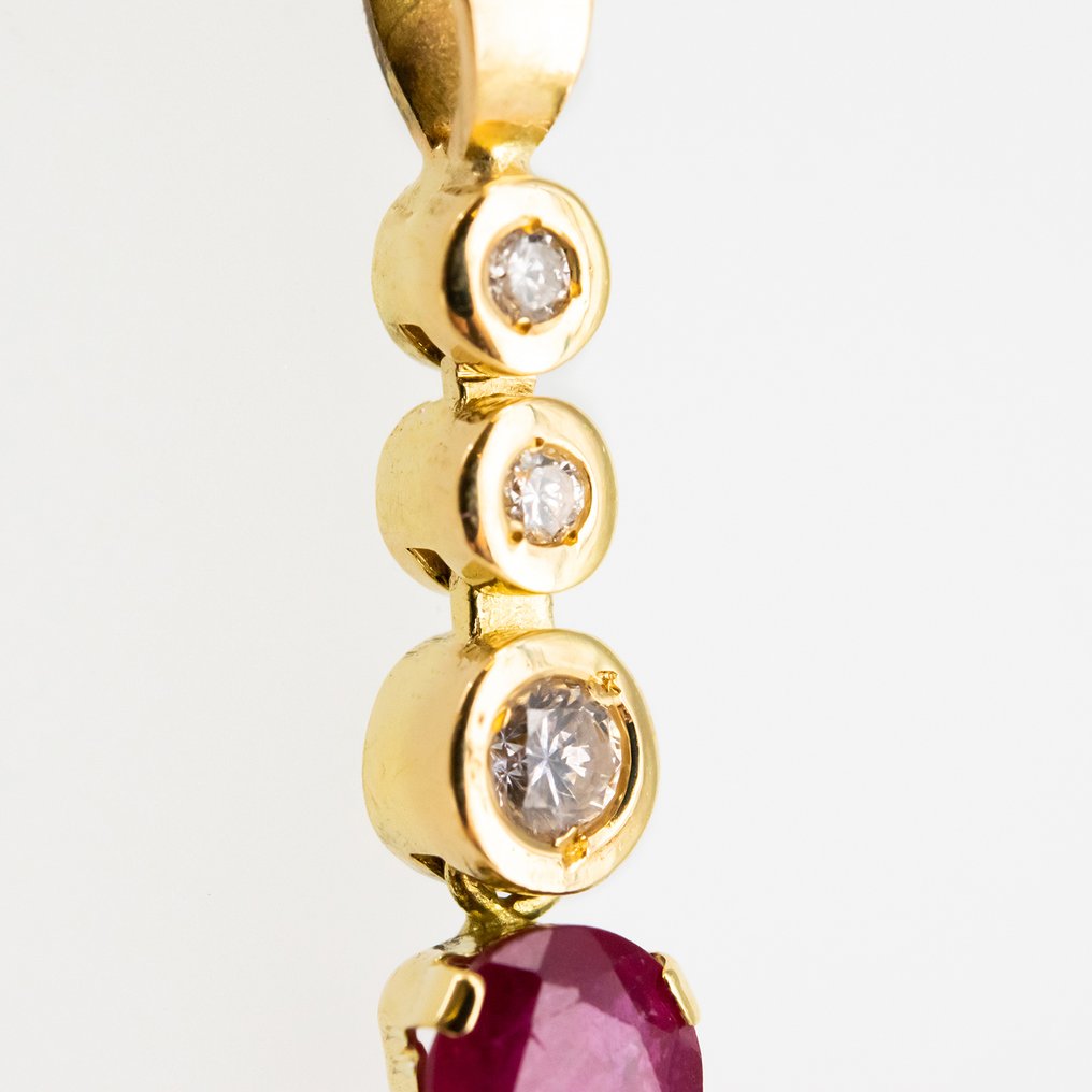 Függő - 18 kt. Sárga arany -  0.55ct. tw. Rubin - Gyémánt #4.3