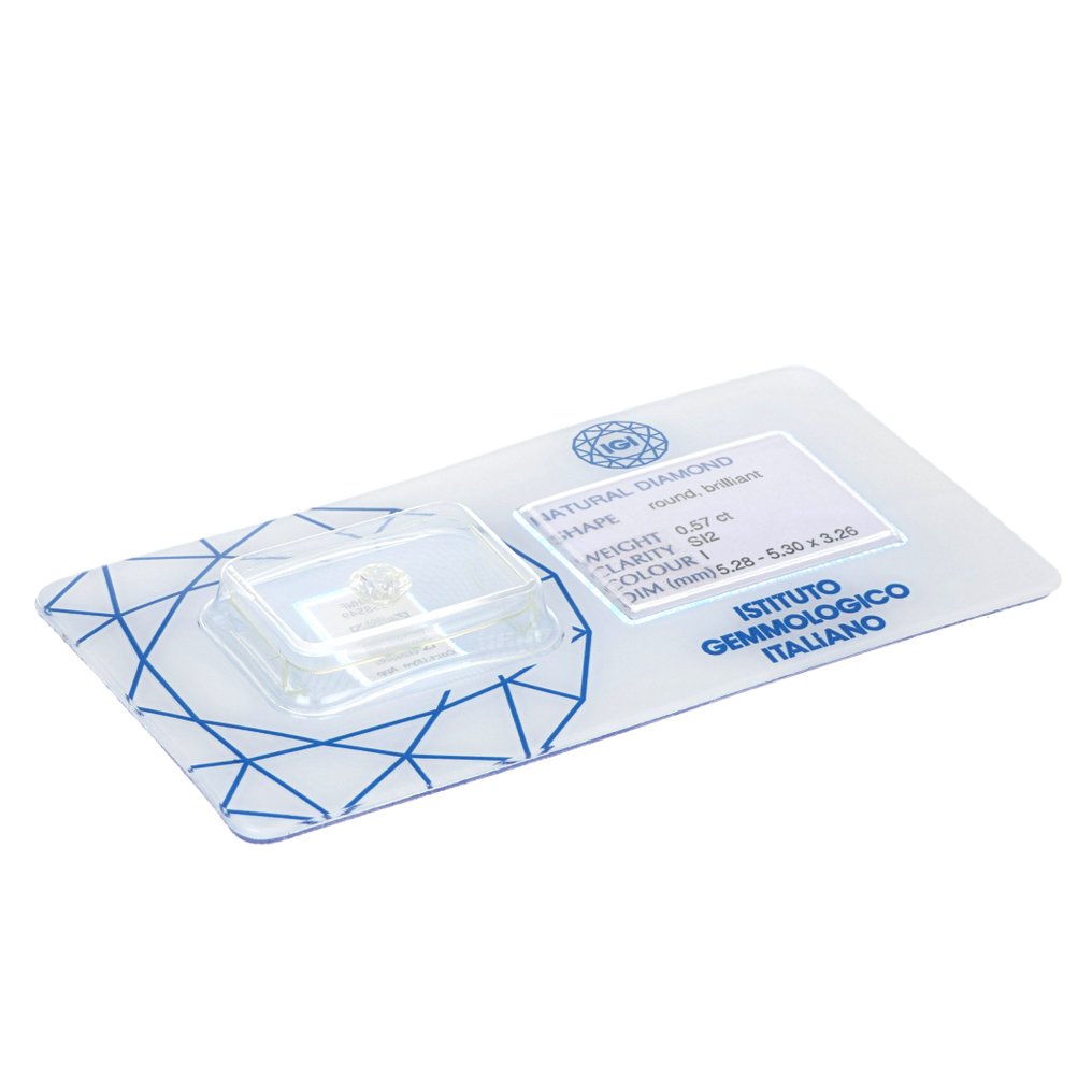 1 pcs 钻石 (天然) - 0.57 ct - 圆形 - I - SI2 微内含二级 - 意大利宝石学院(IGI) #1.0