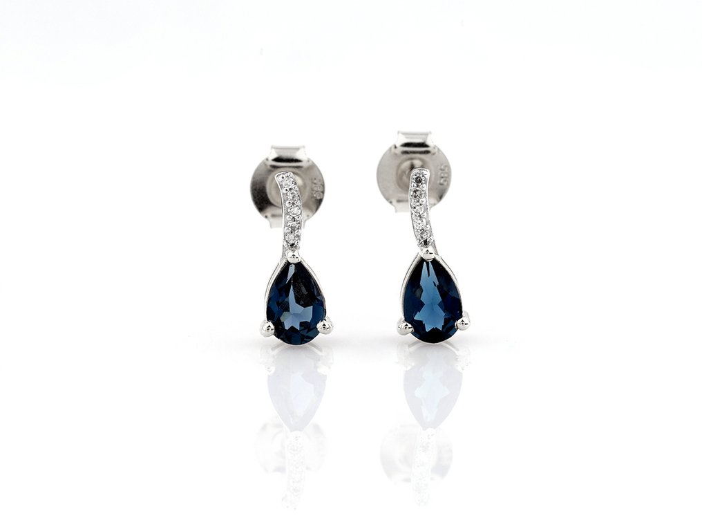 没有保留价 - 耳环 - 14K包金 白金 -  0.85ct. tw. 黄宝石 - 钻石 #1.0