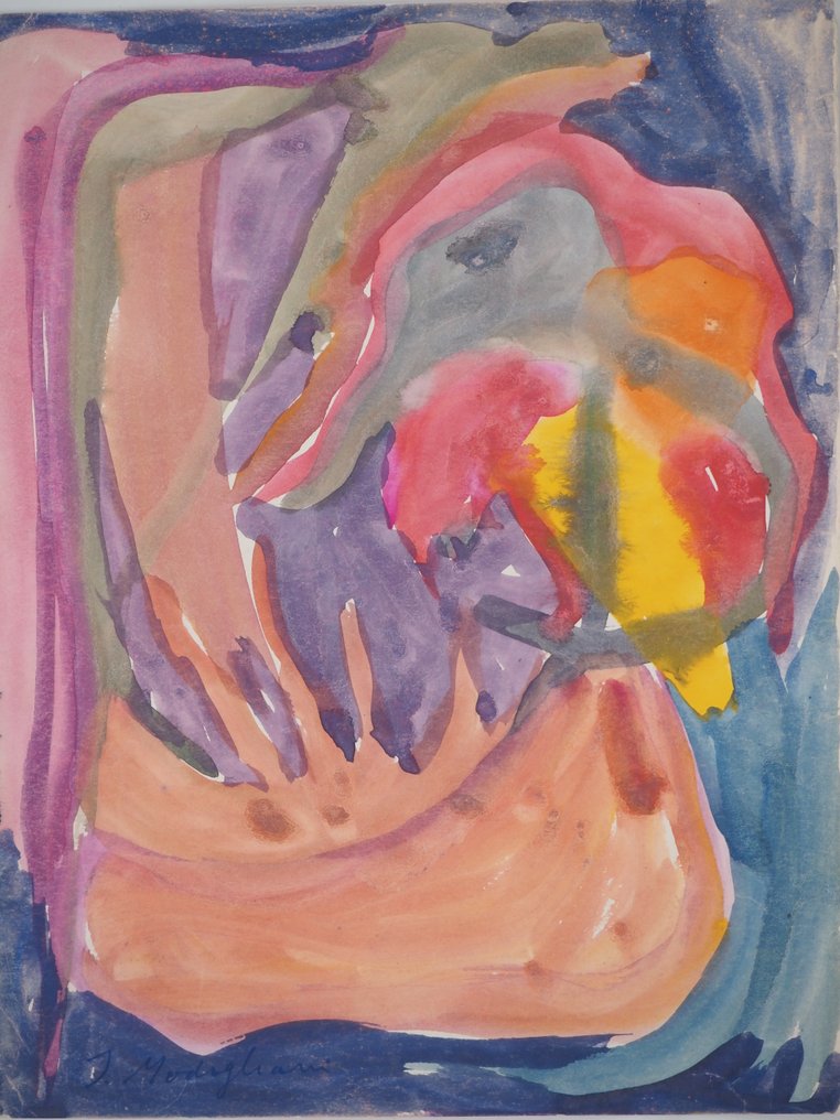 Jeanne Modigliani (1918-1984) - Paysage abstrait en rose et violet #1.0