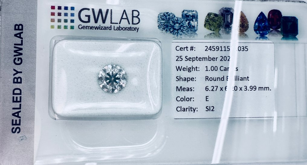 1 pcs Διαμάντι (Φυσικό) - 1.00 ct - Στρογγυλό - E - SI2 - Gemewizard Gemological Laboratory (GWLab) - (Φυσικό - VG/EX/EX) #3.2