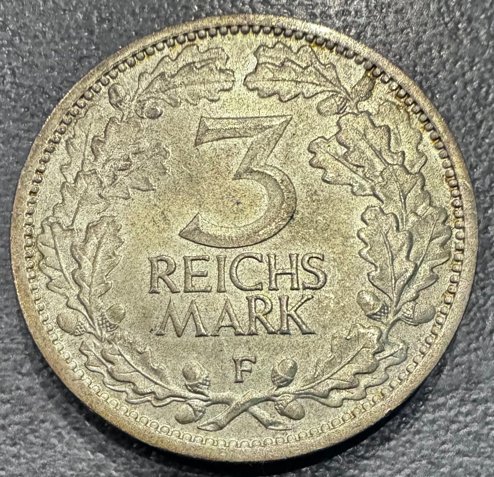 Saksa, Weimarin tasavalta 3 Reichsmark 1931-F #1.0