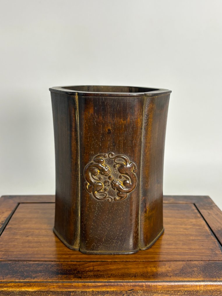 傳統的中國畫笔筒 - 木 - 20世紀末 #4.3