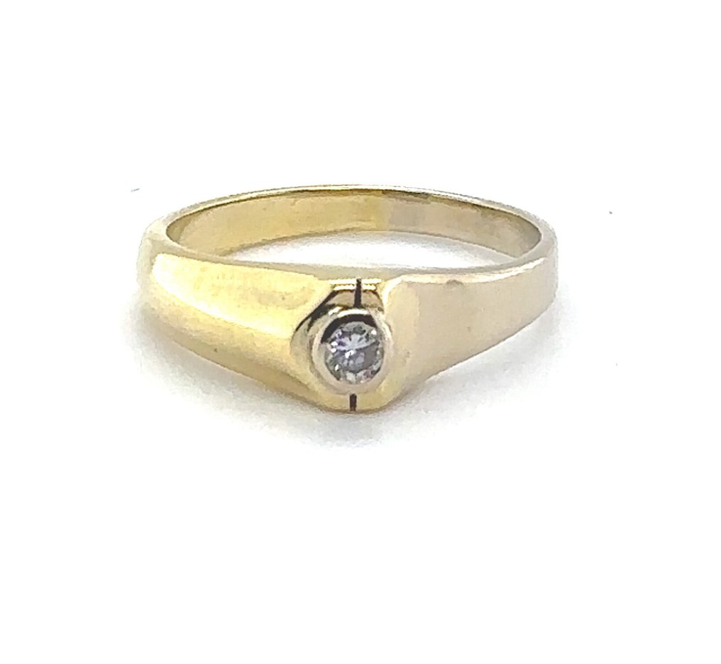 Δαχτυλίδι αρραβώνων - 14 καράτια Κίτρινο χρυσό, Λευκός χρυσός, Διχρωμία Κίτρινο Λευκό Χρυσό - 0.08ct. tw. Διαμάντι (Φυσικό) - 14K solitaire δαχτυλίδι RS 53 #4.3